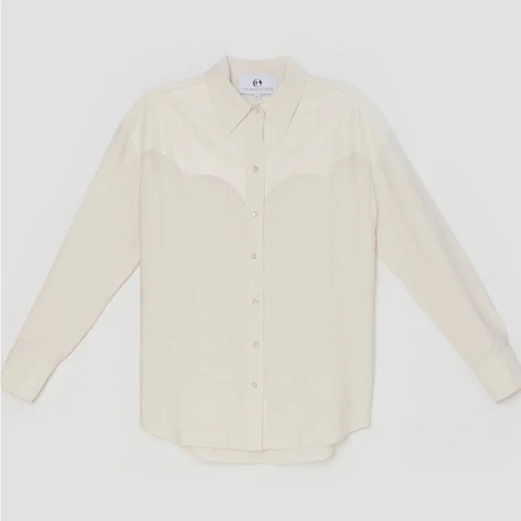 The Bright Side by Rocky Barnes Western Boyfriend Shirt Cloud Cream Size X-Small - Picture 2 of 2